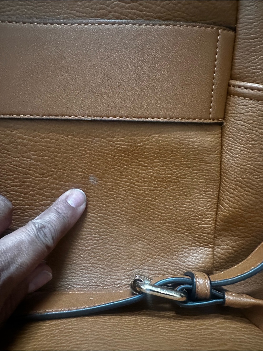 Poppy & Peonies Cognac Leather Backpack Tote - Picture 5 of 7